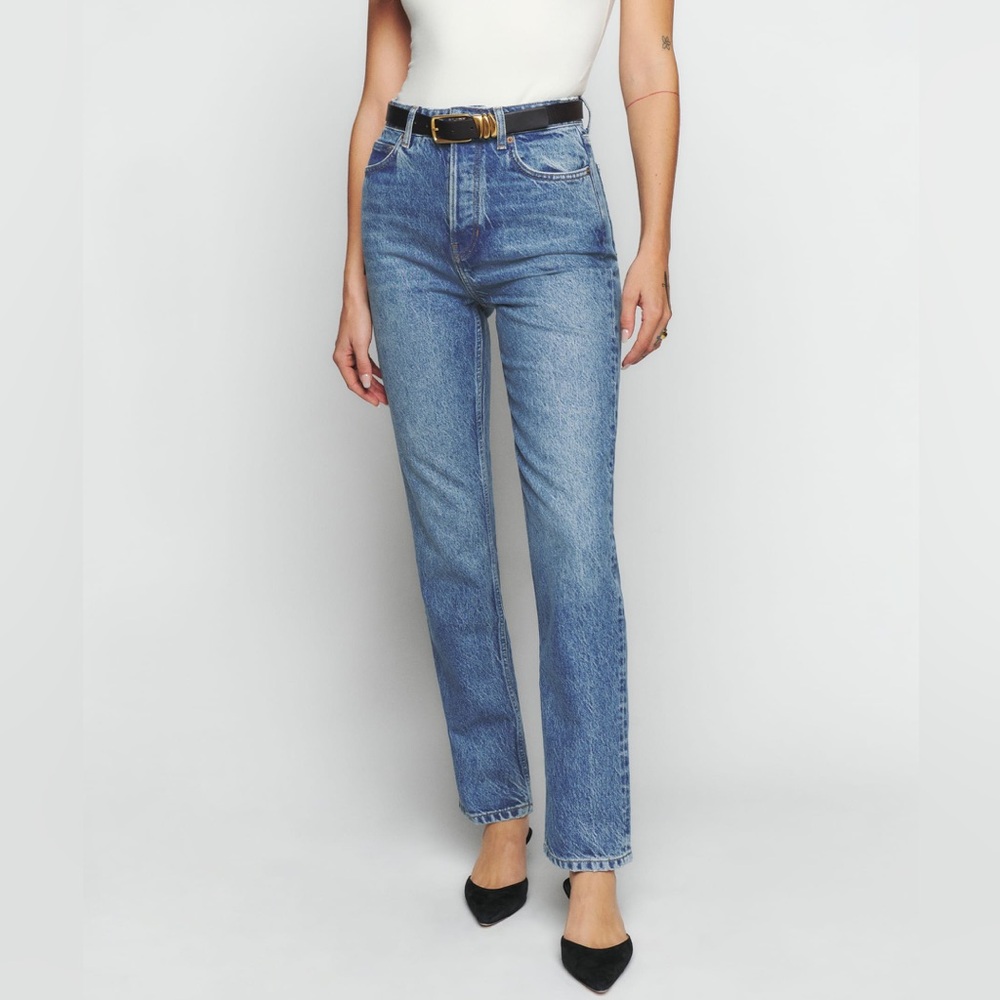 REFORMATION cynthia high rise jeans in shade colorado, size 26.